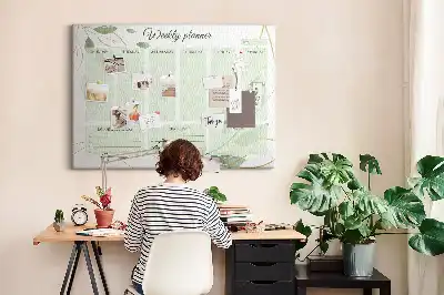 Cork memo board Leafy weekly planner