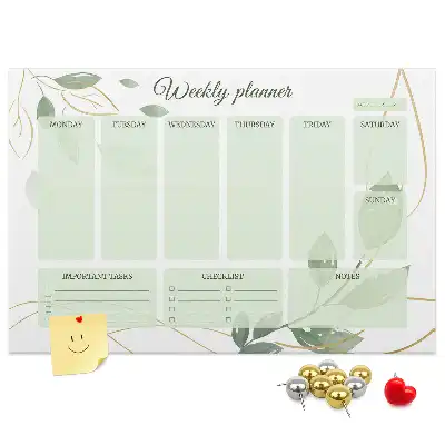 Cork memo board Leafy weekly planner