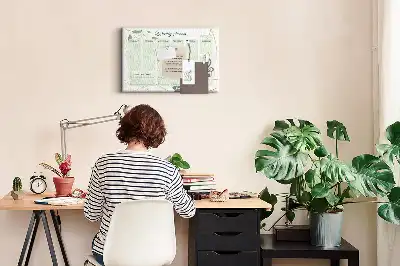 Cork memo board Leafy weekly planner