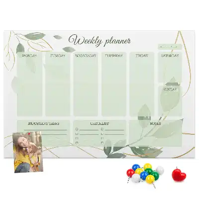 Cork memo board Leafy weekly planner