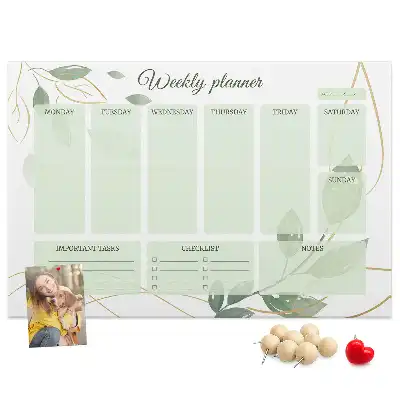 Cork memo board Leafy weekly planner