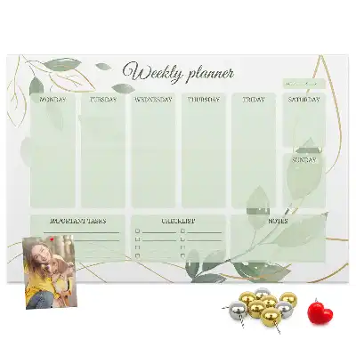 Cork memo board Leafy weekly planner