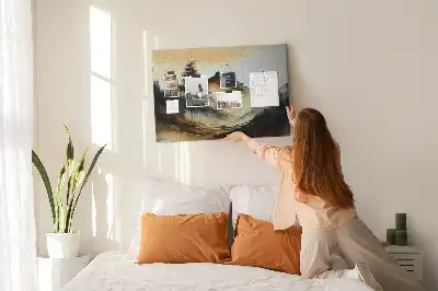 Printed Cork Memo Board Abstract landscape
