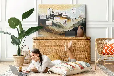 Printed Cork Memo Board Abstract landscape