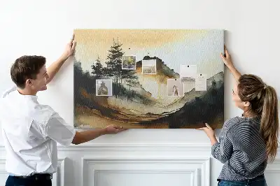Printed Cork Memo Board Abstract landscape