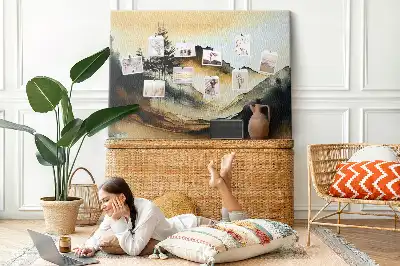 Printed Cork Memo Board Abstract landscape