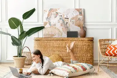 Printed Leaf Pattern Cork Memo Board