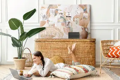 Printed Leaf Pattern Cork Memo Board