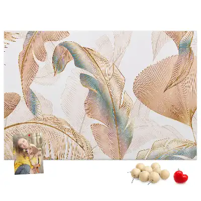 Printed Leaf Pattern Cork Memo Board