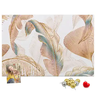 Printed Leaf Pattern Cork Memo Board