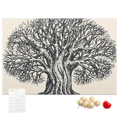 Printed Cork Board Large tree nature
