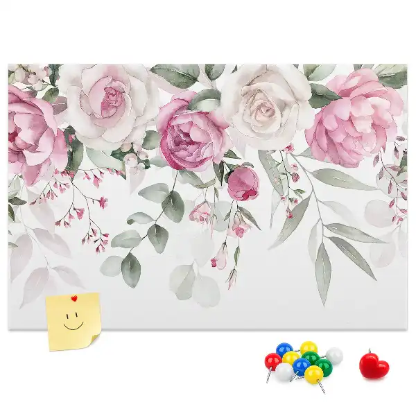 Printed Cork Board Watercolor roses