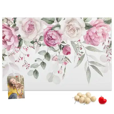 Printed Cork Board Watercolor roses