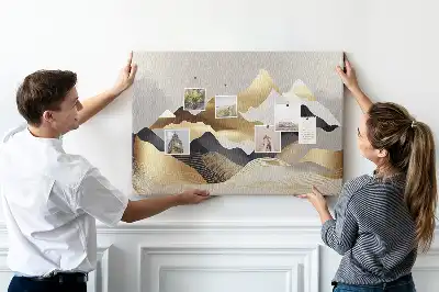Printed Cork Memo Board Mountains abstraction