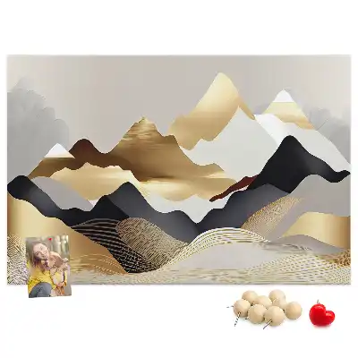 Printed Cork Memo Board Mountains abstraction