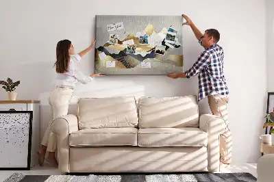 Mountains Abstraction Printed Cork Memo Board