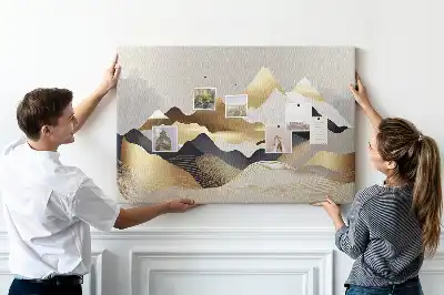 Printed Cork Memo Board Mountains abstraction