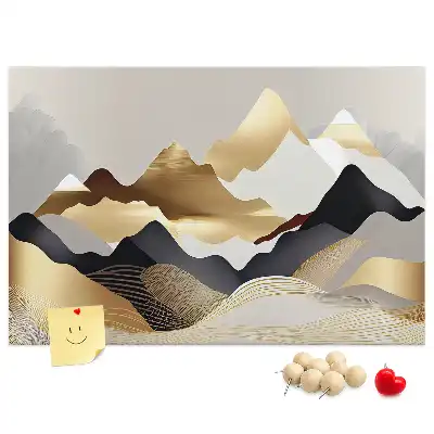 Printed Cork Memo Board Mountains abstraction