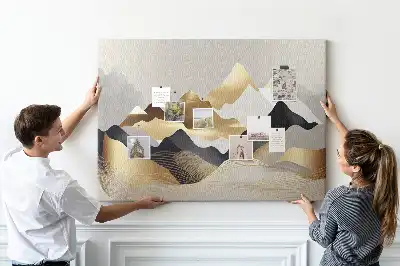 Printed Cork Memo Board Mountains abstraction