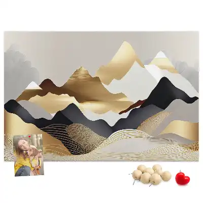 Printed Cork Memo Board Mountains abstraction