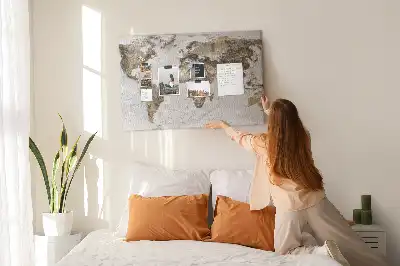 Old World Map Cork Memo Board