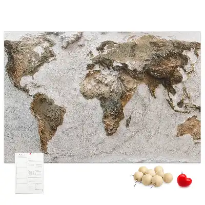 Old World Map Cork Memo Board