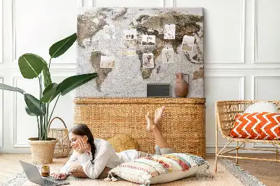 Old World Map Cork Memo Board