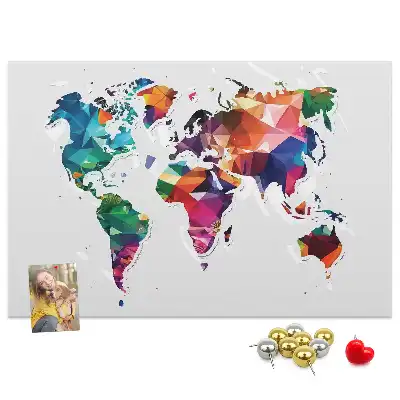 Printed Cork Board Triangle world map