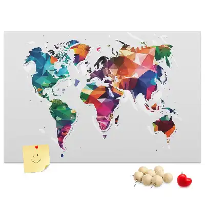 Printed Cork Board Triangle world map