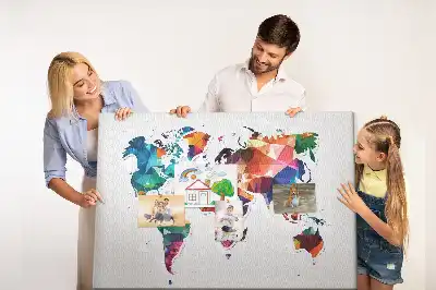 Printed Cork Board Triangle world map