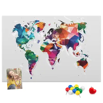 Printed Cork Board Triangle world map