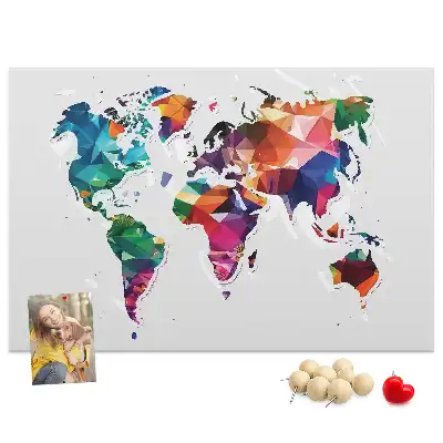 Printed Cork Board Triangle world map