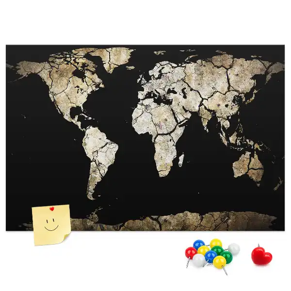 Printed World Map Cork Memo Board