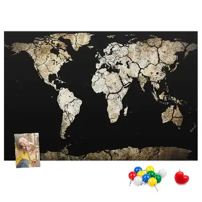 Printed World Map Cork Memo Board