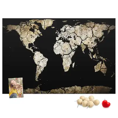 Printed World Map Cork Memo Board