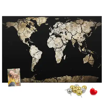 Printed World Map Cork Memo Board