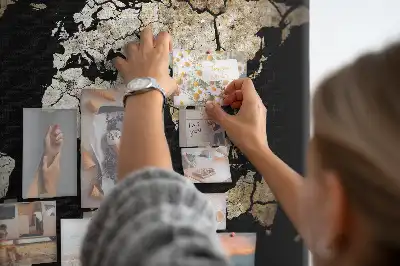 Printed World Map Cork Memo Board