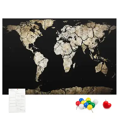 Printed World Map Cork Memo Board