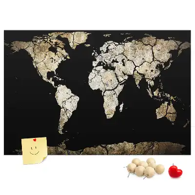 Printed World Map Cork Memo Board