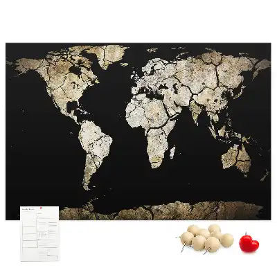 Printed World Map Cork Memo Board