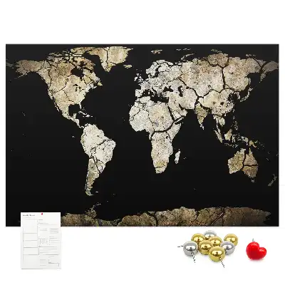 Printed World Map Cork Memo Board