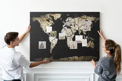 Printed World Map Cork Memo Board
