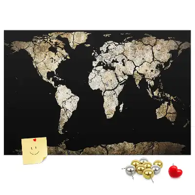 Printed World Map Cork Memo Board