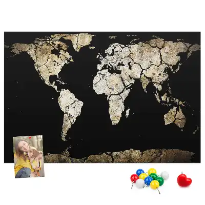 Printed World Map Cork Memo Board