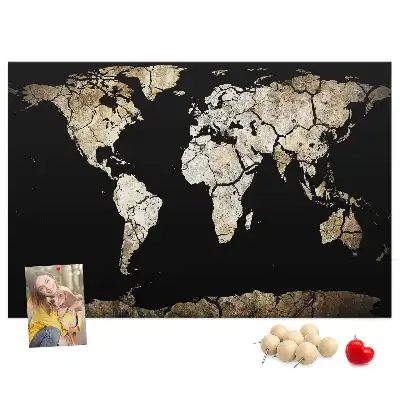 Printed World Map Cork Memo Board