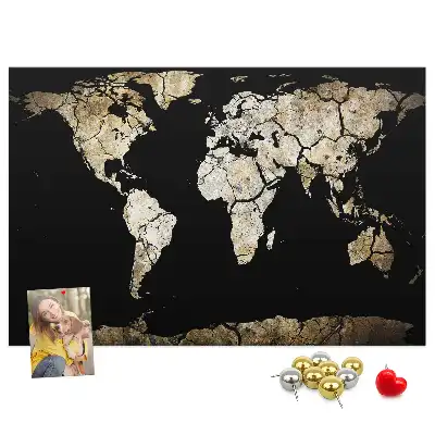 Printed World Map Cork Memo Board