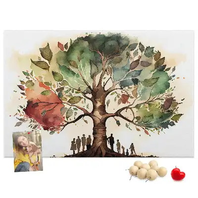 Printed Family Tree Cork Board