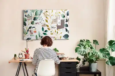 Printed Cork Board with Leaf Pattern
