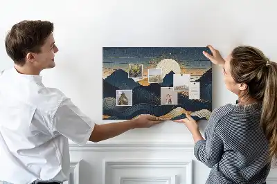 Sunset landscape printed cork memo board