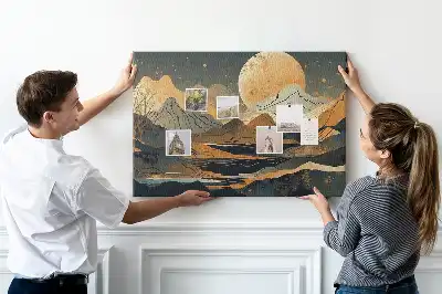 Abstract landscape cork memo board